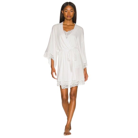 eberjey Mariana The Mademoiselle Kimono Robe in White Small New Womens
